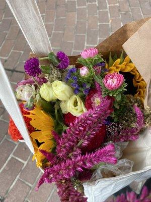 Flowers from a produce vendor.