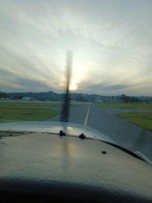 Taxiing into the sunset for the tiedowns.  Another well-spent day in the sky!