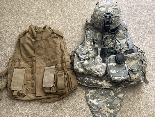 x1 USMC Coyote Brown IBA x1 USAR Universal Camouflage Pattern IBA  (Pouches + Helmet Accessories bought separately from same store)