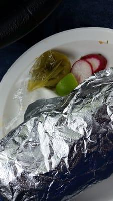 burrito and a baggie of salsa