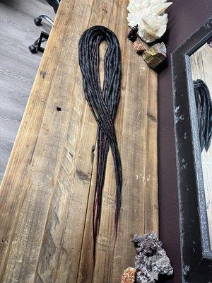 Custom synthetic dreadlock extension set by Genevieve