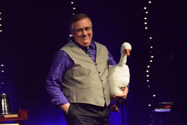 Mentalist Rod Robison performs his magic show Mentallusions with his mind reading goose.