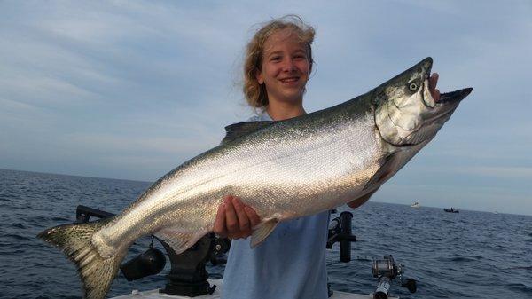 Big king salmon for this young angler in Sheboygan, Wisconsin