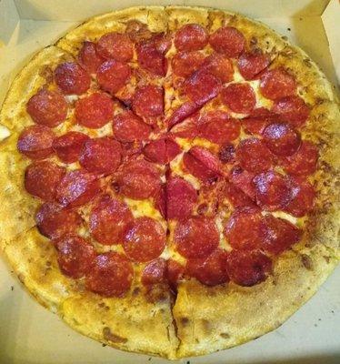 Stuffed crust pepperoni pizza - they did a good job on it