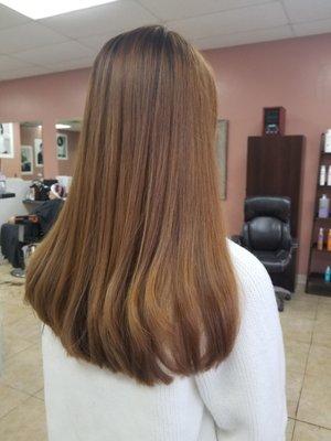 Hair is much healthier and shinier, thanks to Ms. Sam's deep conditioning treatment.