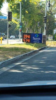 Today's price for gas at Sam's Club Gas