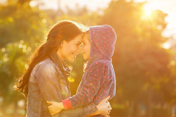 Smiling mom with her kid