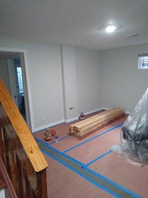 Ready to start building a wall to turn this space into a room.Wall build,drywall,stomp texture,door,trim and paint