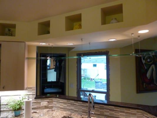 Custom Suspended 3/8" Glass Shelves