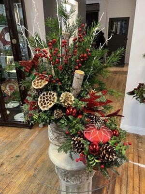 Holiday arrangements made at a class today hosted by Robert