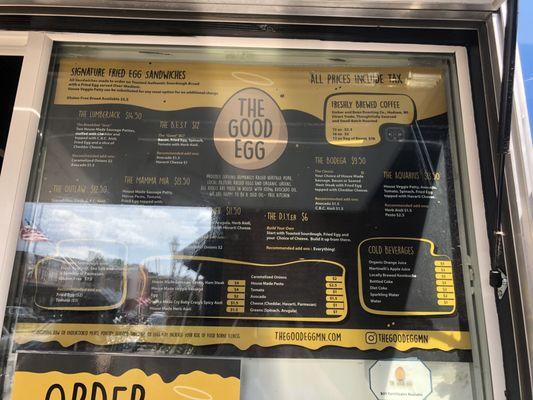 Food truck menu