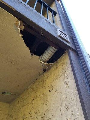 Damage from a broken dryer vent