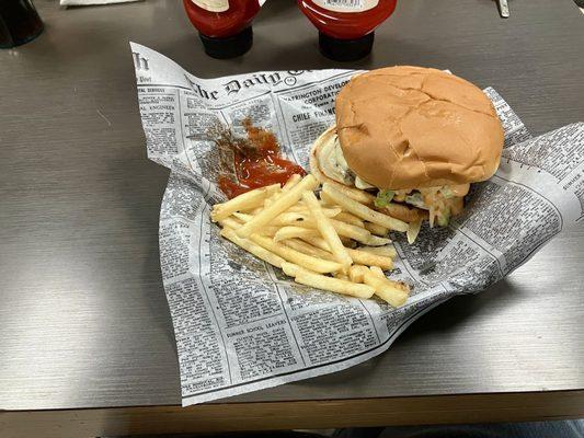 Burger and fries