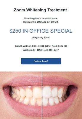 Call and schedule a whitening appointment today!