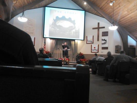 Pastor Michael Lewis sharing the gospel...