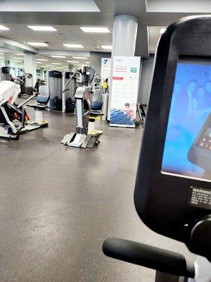 The second floor workout room has bikes, treadmills, & other workout equipment! There's a track upstairs, too!