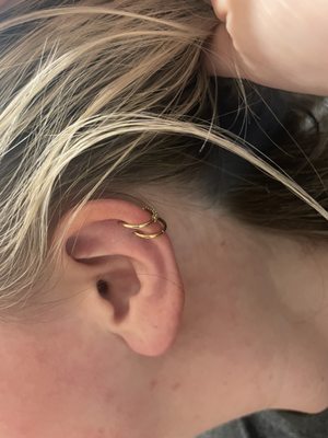 2 healed helix piercings by Tee