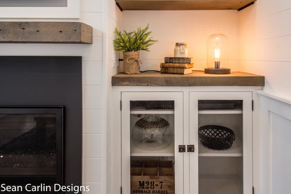 custom built cabinets. Barn wood counters.