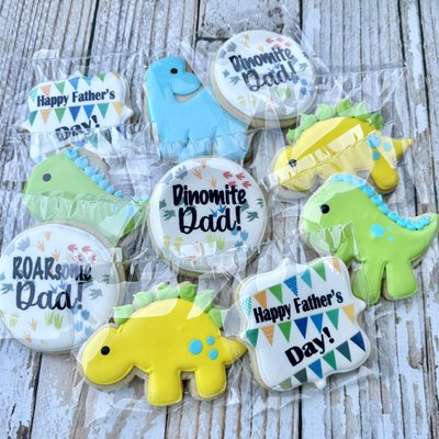 Father's Day Dinomite Dinosaur Themed Sugar Cookies