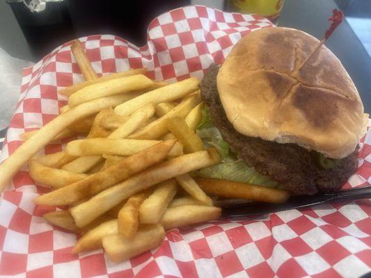 Ex-ordinary burger with fries