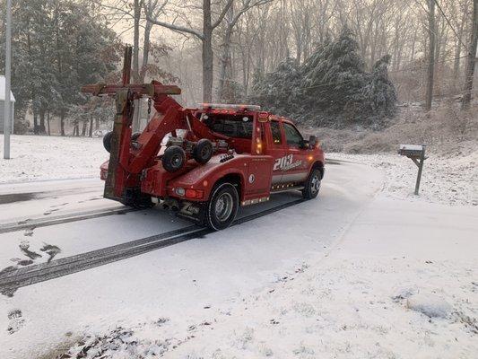 Big red in the snow