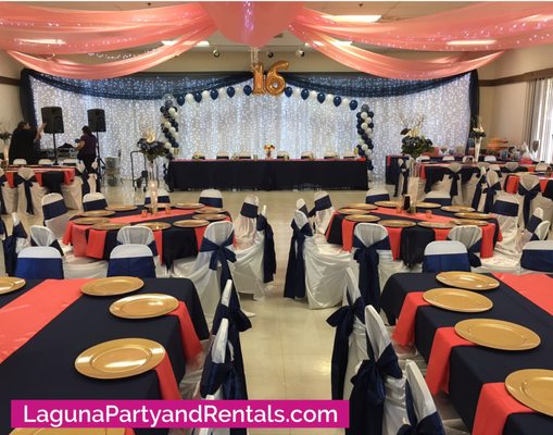 Sweet 16 birthday party | event decor by Laguna Party & Rentals (www.lagunapartyandrentals.com 916-399-9026)