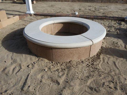 Circular blocks with cap for firepit