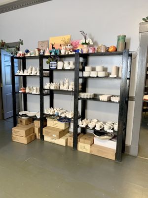 Shelves of art selection (when you walk in)