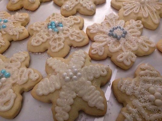 Holiday snowflake cutout cookies