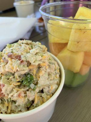 Low carb tuna salad and a side of fruit.