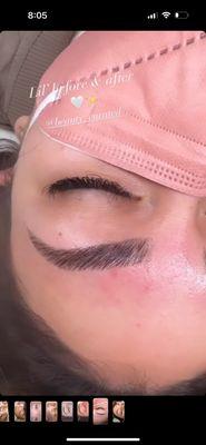 After brow lamination, tint, and shape with Marcy, January 2024