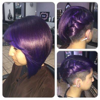 Purple hair and undercut