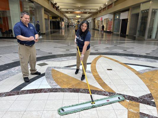 Mall floor sweeping