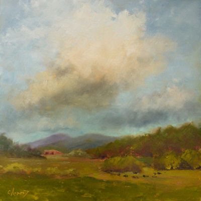 A softly impressionist painting by owner Christine Raymond.