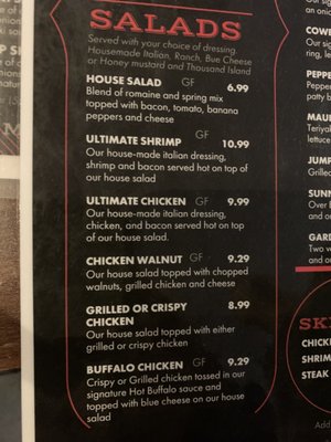 Menu as of 9/2/2020