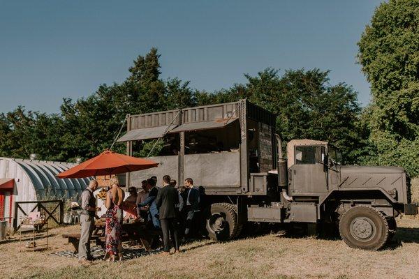 ROF truck at our wedding - what a hit! They set up an appetizer station in front of the truck.