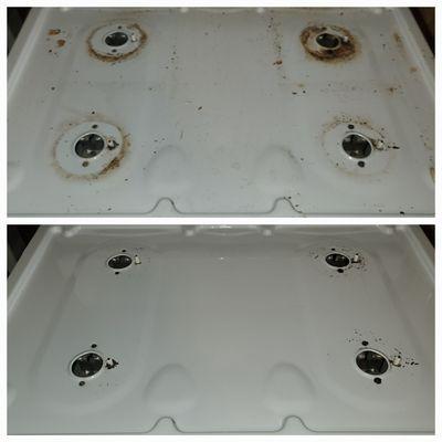 Stove top rust and grease removal