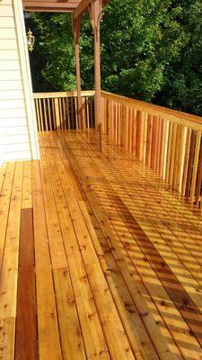 Finished cedar deck! Nothing like natural cedar tone!