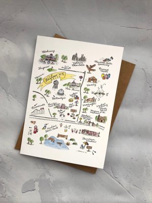 Waxhaw Map Card drawn by a local artist!