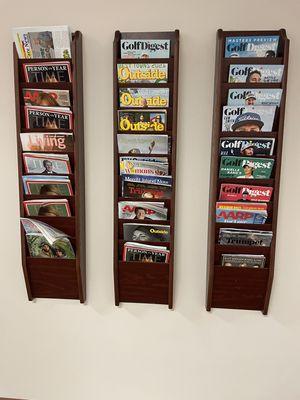 magazines in waiting area, because parent's were NOT allowed in patient treatment area with our children