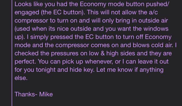 Email from Mike. Thank you Mike.