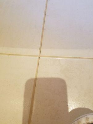 Unremoved grey grout remains