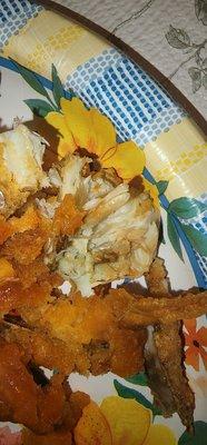 Fried crabs that I broke apart from the fried crust.