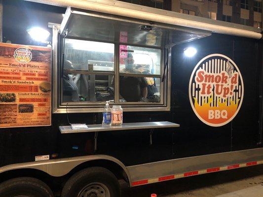 Food truck parked near city centre