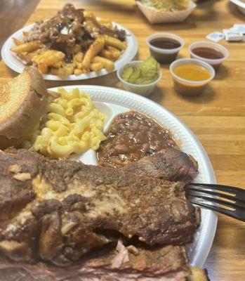 2 meat platter, poutine and salad