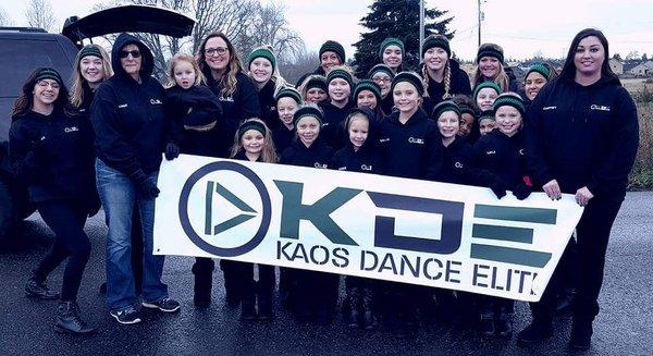 KAOS Dance Elite participating in a Christmas Parade!