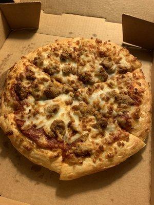 Small Italian sausage pizza