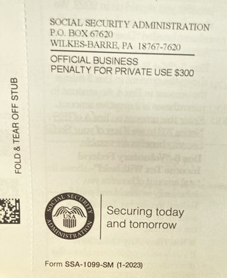 It was in my mailbox! Thank you Social Security! 01/12/2023