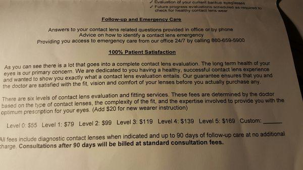 Contact lens pricing levels