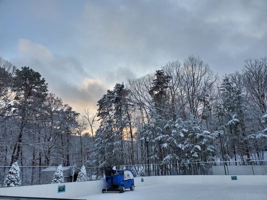 Crisp morning at the rink.